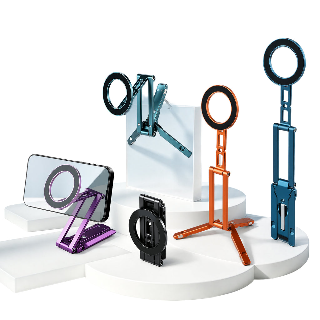 XILETU XJ‑26 MagSafe Magnetic Phone Stand, Foldable Aluminum Alloy Portable Phone Mount