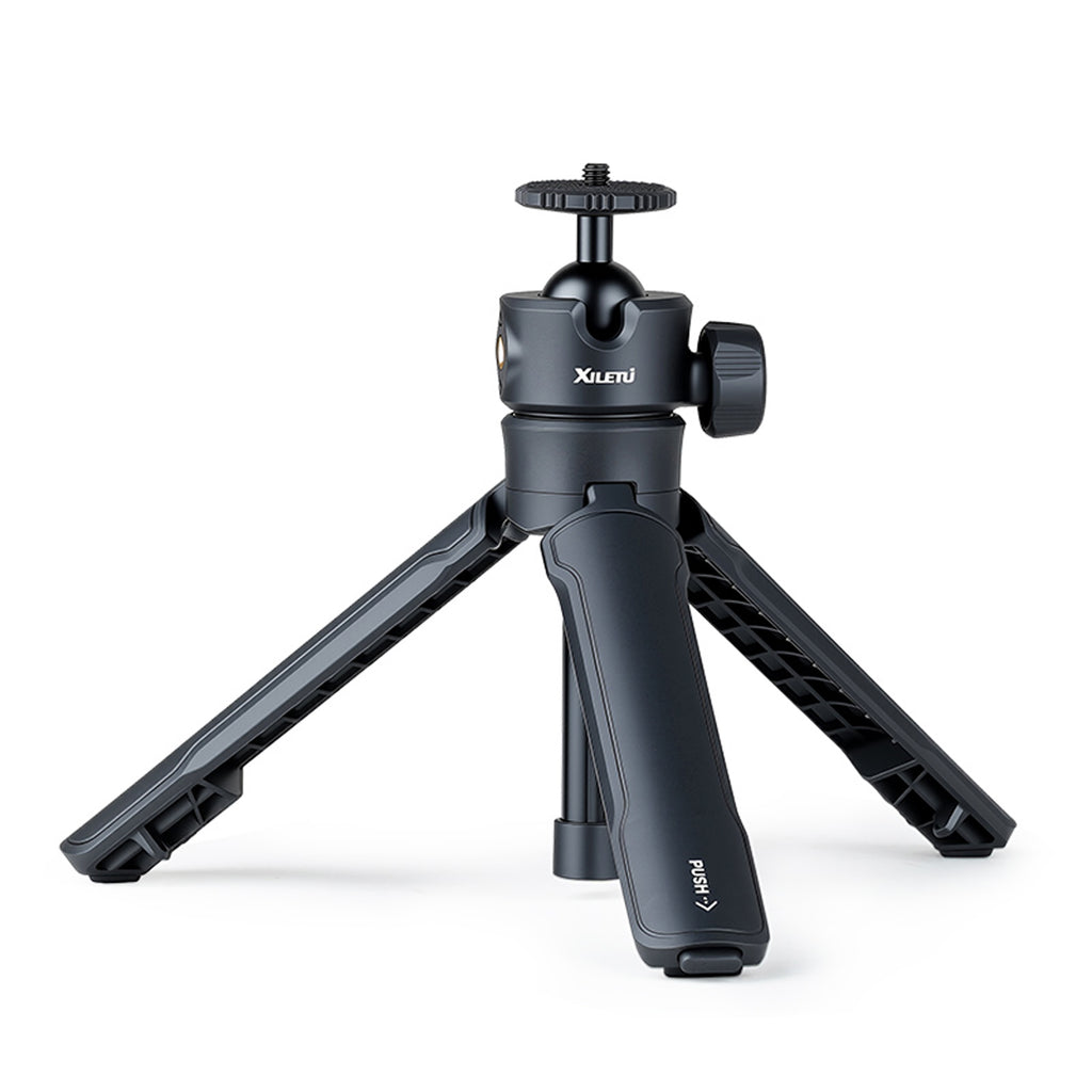 XILETU XS21+XJA+XCRB+GoPro Adapter Quick Open 3-Section Extendable 2-in-1 Desktop Tripod with 360° Ball Head and Phone Holder for DJI Pocket3/GoPro/Insta360