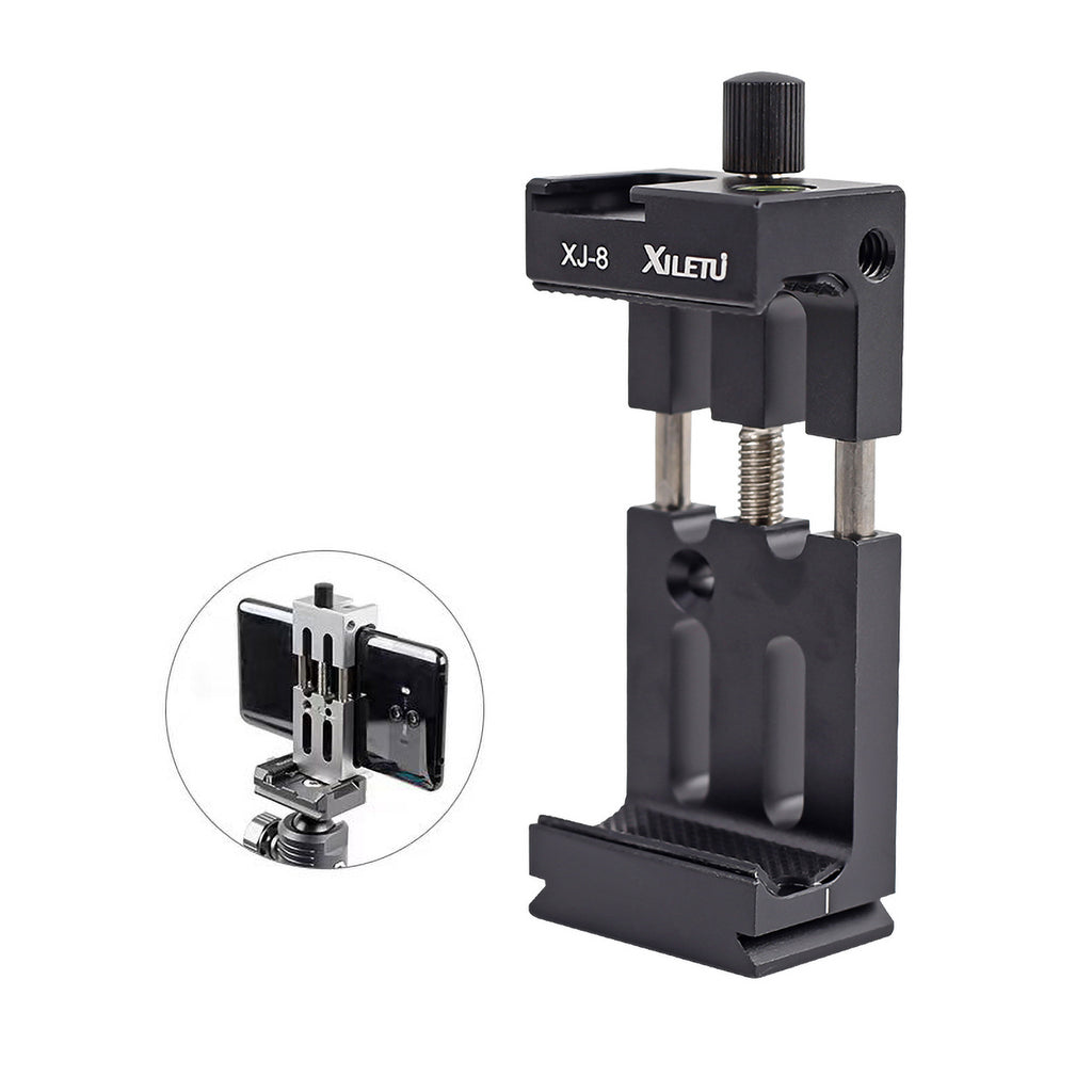 XILETU XJ-8 Tripod Head Bracket Mobile Phone Holder Clip For Phone Flashlight Microphone Clamp for Smartphone Vlog Shooting