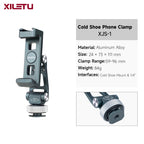 XILETU Aluminum Cold Shoe Phone Mount for DJI RS Stabilizer, 360° Adjustable HV Bracket for Camera Monitor Live Streaming